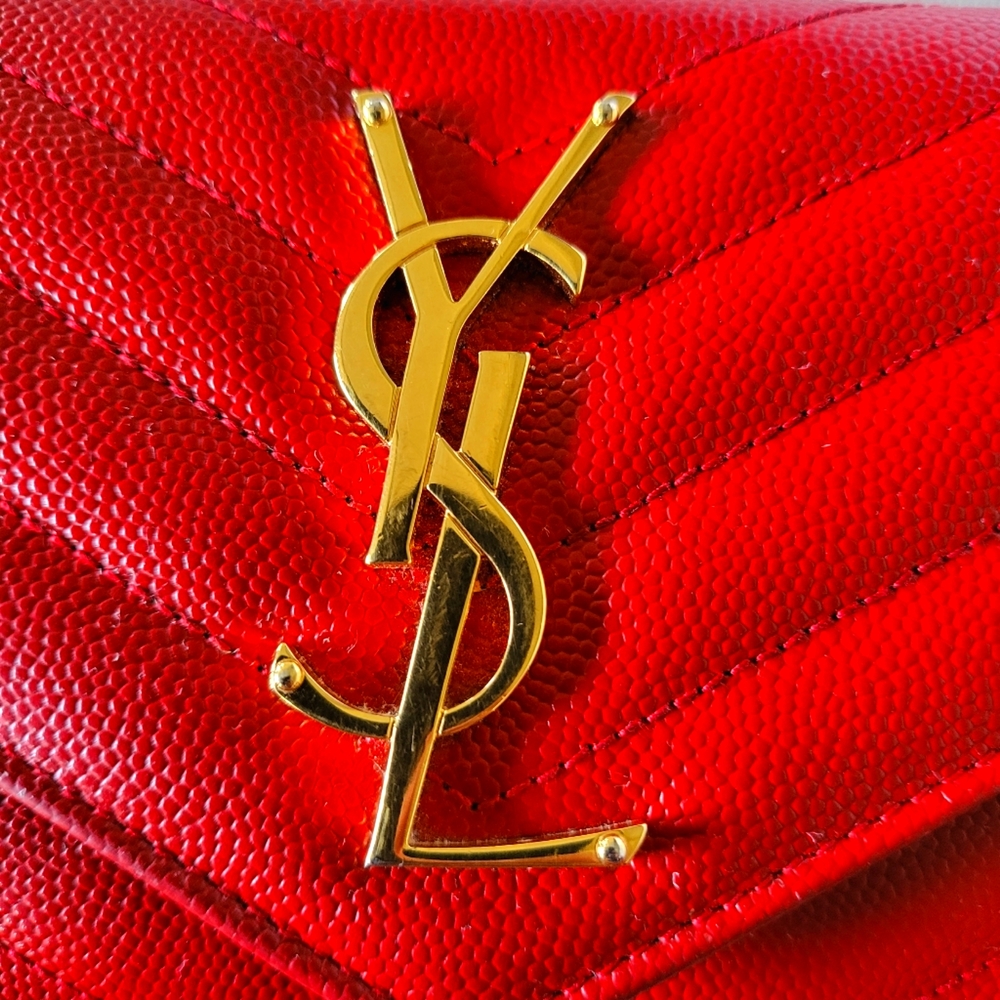 *Authentic* Ysl Flap Wallet In Red - image 5